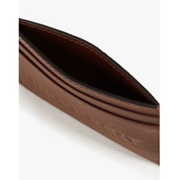 Burberry Sandon Card Case Wallet Embossed Logo Tan Leather - Picture 4 of 10